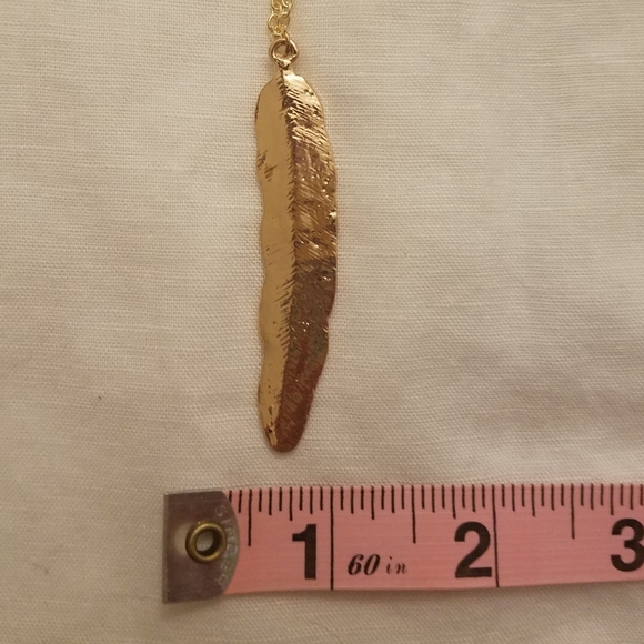Bohemian Boho Gold Tone Feather Necklace - Picture 3 of 6